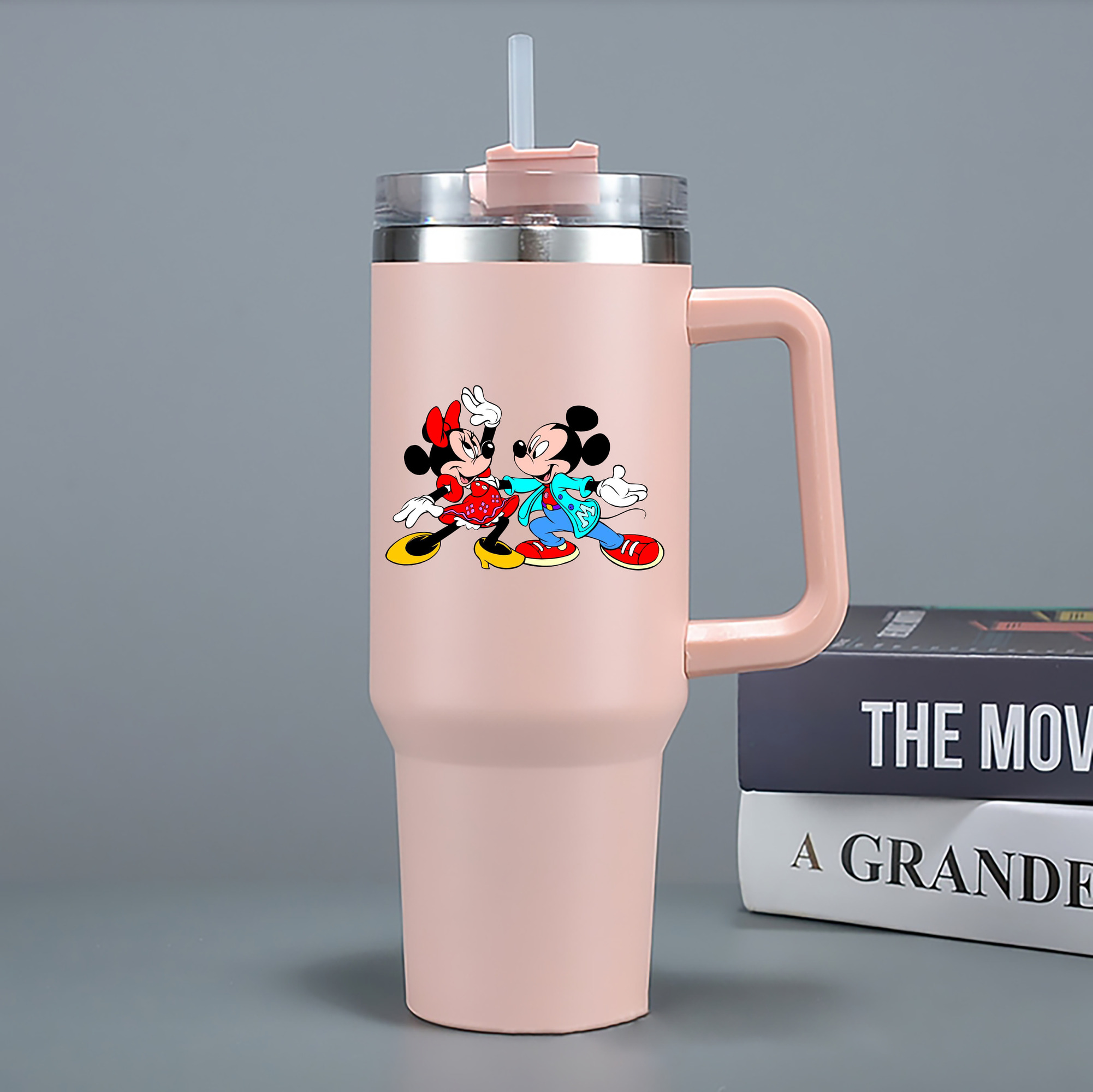 （画像用） ミッキーマウス Mickey Mouse 1200mL車用タンブラー - クリスタルステッカー（プラスチックストロー付き）